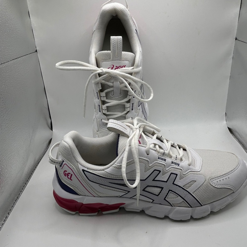 Asics Gel-Quantum 90 Womens White Pink Navy Running Shoes 1202A040 Size 10